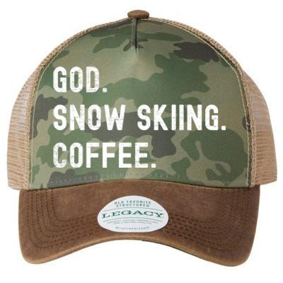 Vintages Snow Skiing And Coffee Distressed Gift Legacy Tie Dye Trucker Hat