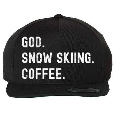 Vintages Snow Skiing And Coffee Distressed Gift Wool Snapback Cap