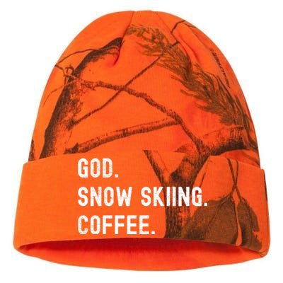 Vintages Snow Skiing And Coffee Distressed Gift Kati Licensed 12" Camo Beanie