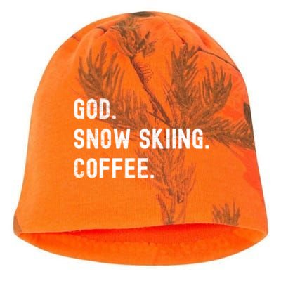 Vintages Snow Skiing And Coffee Distressed Gift Kati - Camo Knit Beanie