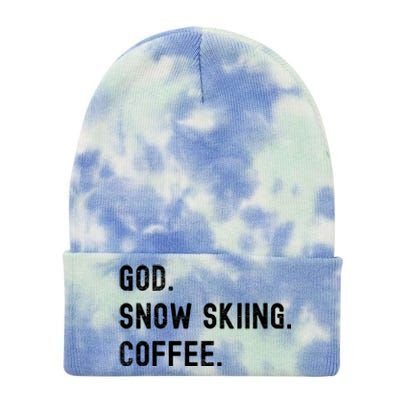 Vintages Snow Skiing And Coffee Distressed Gift Tie Dye 12in Knit Beanie