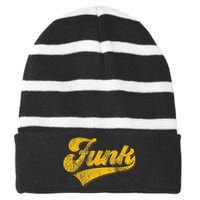 Vintage Style Soul Music Retro Dancing 80s Disco Funk Striped Beanie with Solid Band