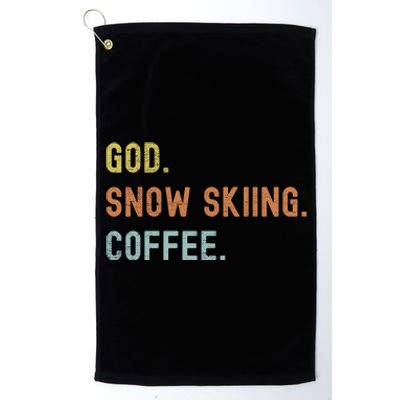 Vintages Snow Skiing And Coffee Distressed Gift Platinum Collection Golf Towel