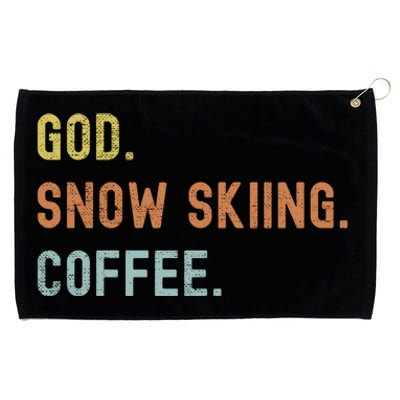 Vintages Snow Skiing And Coffee Distressed Gift Grommeted Golf Towel