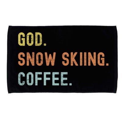 Vintages Snow Skiing And Coffee Distressed Gift Microfiber Hand Towel