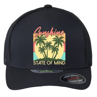 Vintage Sunshine State Of Mind Tropical Palm Trees Vacation Time Flexfit Unipanel Trucker Cap