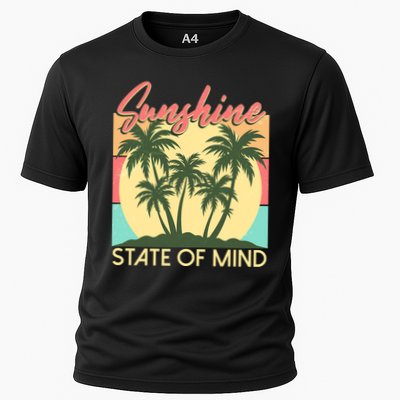 Vintage Sunshine State Of Mind Tropical Palm Trees Vacation Time Performance Shirt
