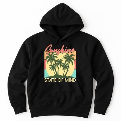 Vintage Sunshine State Of Mind Tropical Palm Trees Vacation Time Hoodie