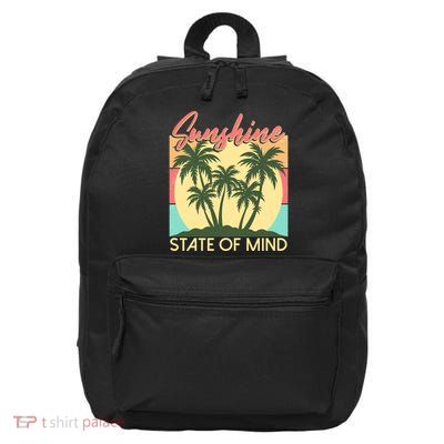 Vintage Sunshine State Of Mind Tropical Palm Trees Vacation Time 16 in Basic Backpack