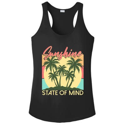 Vintage Sunshine State Of Mind Tropical Palm Trees Vacation Time Ladies PosiCharge Competitor Racerback Tank