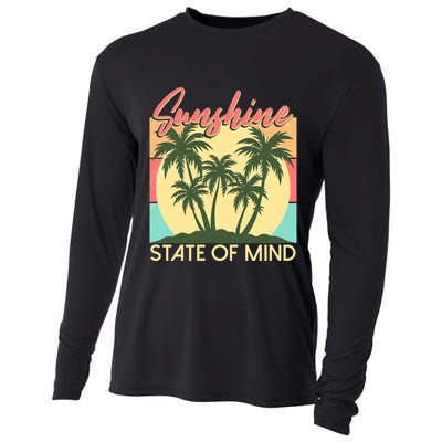 Vintage Sunshine State Of Mind Tropical Palm Trees Vacation Time Cooling Performance Long Sleeve Crew