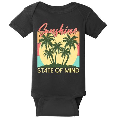 Vintage Sunshine State Of Mind Tropical Palm Trees Vacation Time Baby Bodysuit