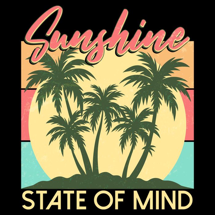 Vintage Sunshine State Of Mind Tropical Palm Trees Vacation Time Tie-Dye T-Shirt