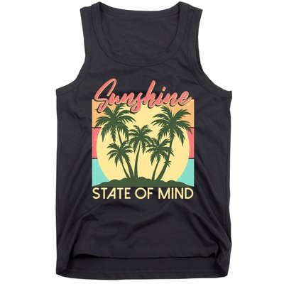 Vintage Sunshine State Of Mind Tropical Palm Trees Vacation Time Tank Top