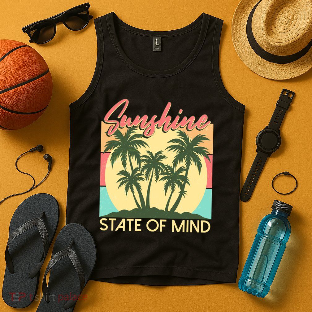 Vintage Sunshine State Of Mind Tropical Palm Trees Vacation Time Tank Top