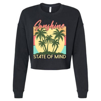 Vintage Sunshine State Of Mind Tropical Palm Trees Vacation Time Cropped Pullover Crew