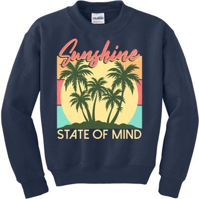 Vintage Sunshine State Of Mind Tropical Palm Trees Vacation Time Kids Sweatshirt