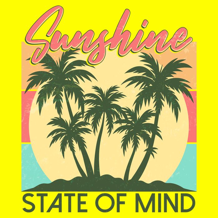 Vintage Sunshine State Of Mind Tropical Palm Trees Vacation Time Long Sleeve Shirt