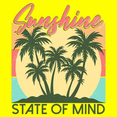 Vintage Sunshine State Of Mind Tropical Palm Trees Vacation Time T-Shirt
