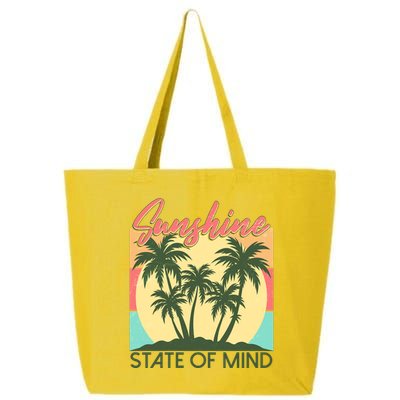 Vintage Sunshine State Of Mind Tropical Palm Trees Vacation Time 25L Jumbo Tote