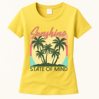 Vintage Sunshine State Of Mind Tropical Palm Trees Vacation Time Womens T-Shirt