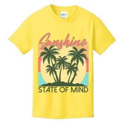 Vintage Sunshine State Of Mind Tropical Palm Trees Vacation Time Kids T-Shirt