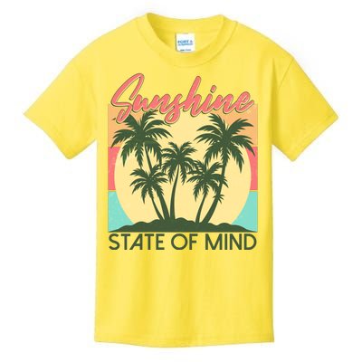 Vintage Sunshine State Of Mind Tropical Palm Trees Vacation Time Kids T-Shirt