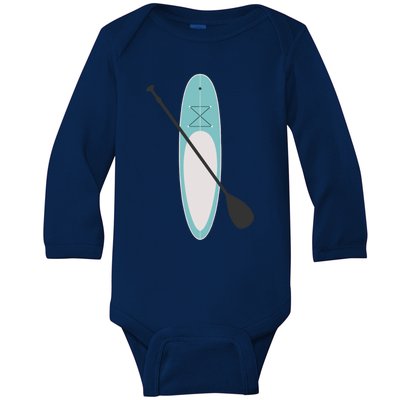 Vintage Summer Stand Up Paddle Board Sup Cute Gift Baby Long Sleeve Bodysuit