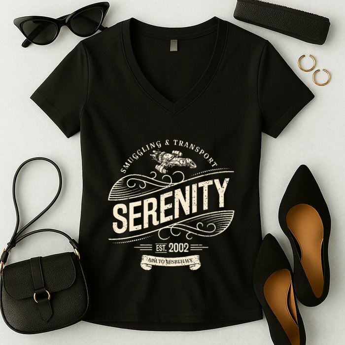 Vintage Serenity Smuggling And Transport Firefly Women's V-Neck T-Shirt