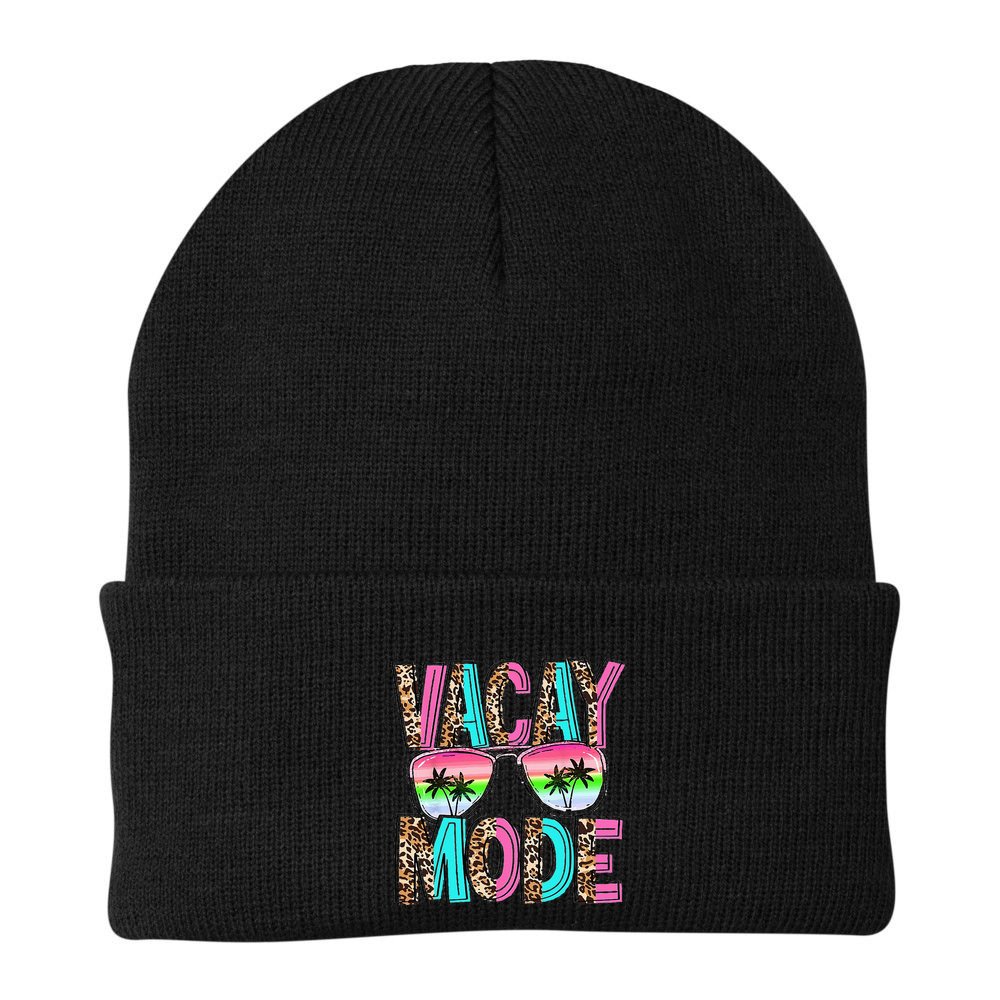 Vacation Summer Sunglasses And Palm Trees Vacay Mode Funny Beanie