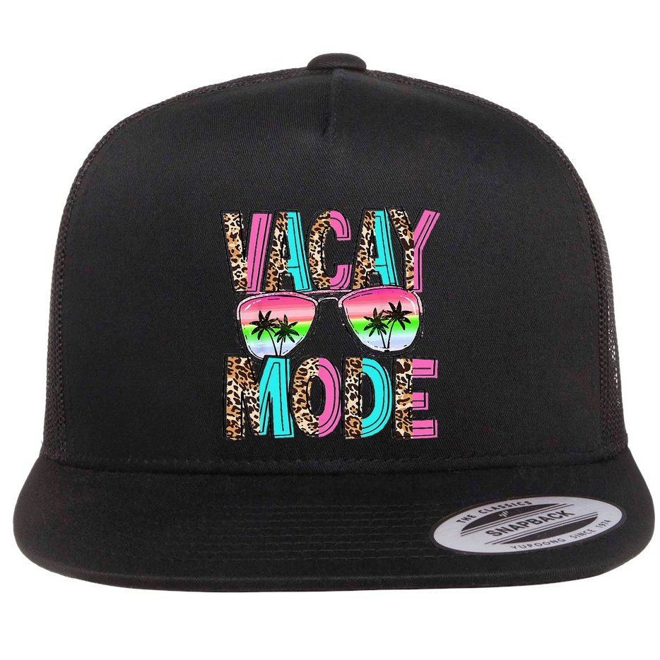 Vacation Summer Sunglasses And Palm Trees Vacay Mode Funny Flat Bill Trucker Hat
