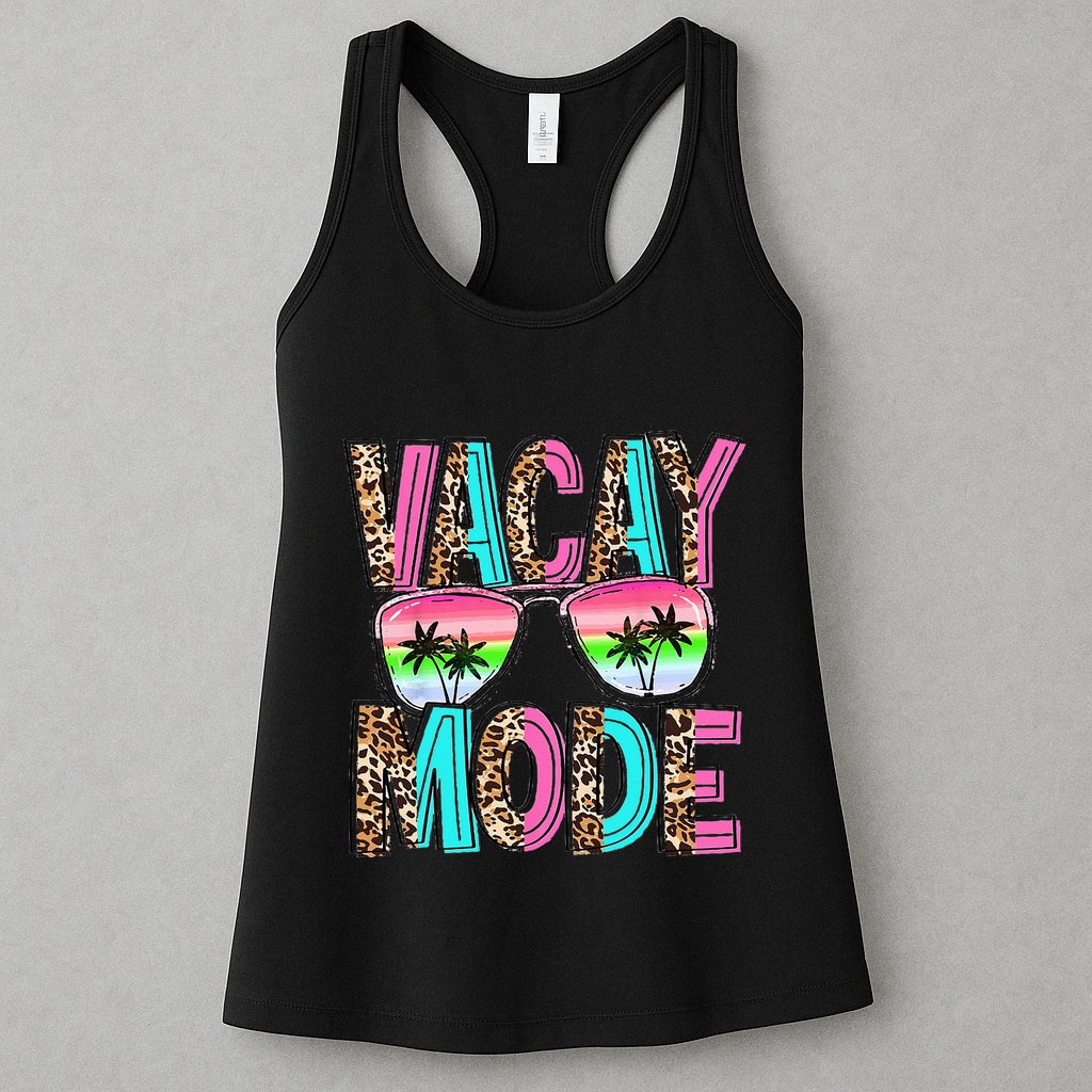Vacation Summer Sunglasses And Palm Trees Vacay Mode Funny Womens Tank Top
