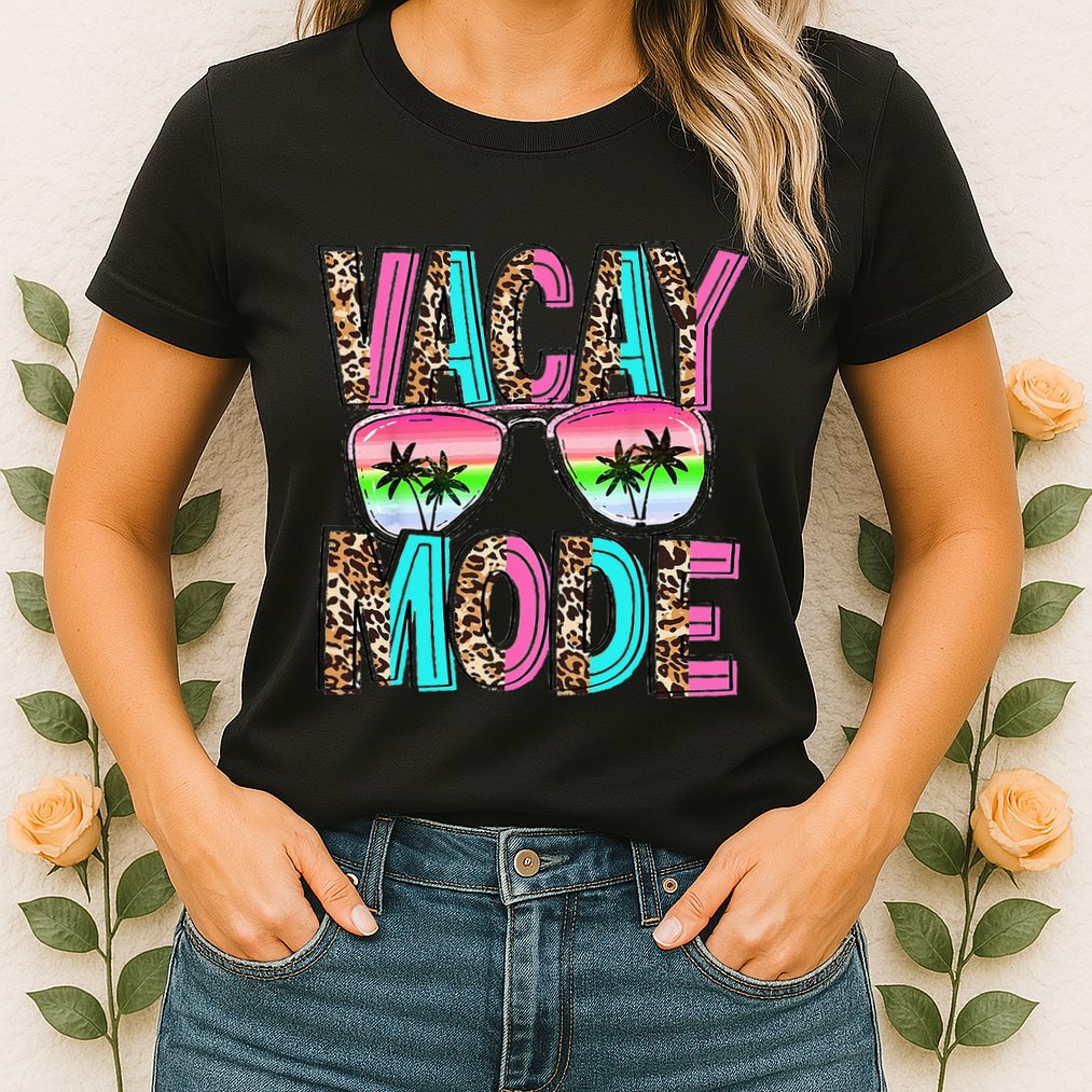 Vacation Summer Sunglasses And Palm Trees Vacay Mode Funny Womens T-Shirt