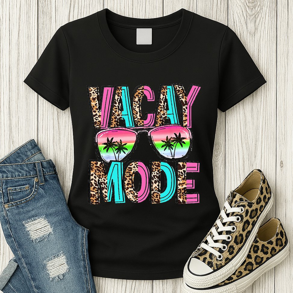 Vacation Summer Sunglasses And Palm Trees Vacay Mode Funny Womens T-Shirt