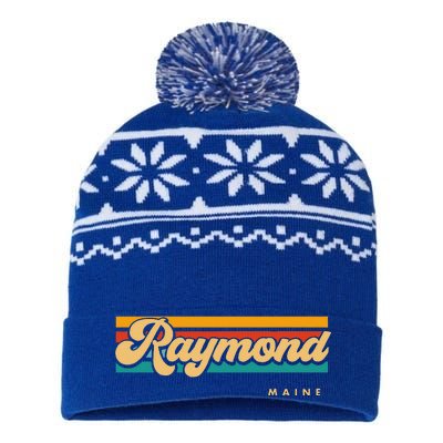 Vintage Sunset Stripes Raymond Maine USA-Made Snowflake Beanie