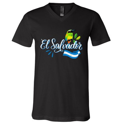 Vos Solo Sos Paja Salvadoran Slang El Salvador Flag Torogoz V-Neck T-Shirt