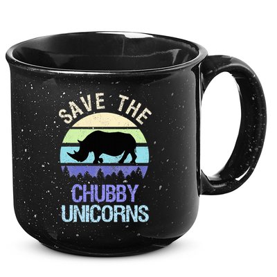 Vintage Sunset Save The Chubby Unicorns Fat Rhino  15oz Campfire Ceramic Mug