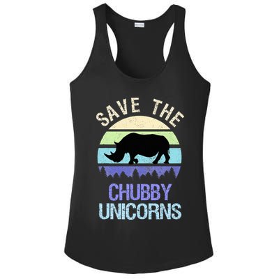 Vintage Sunset Save The Chubby Unicorns Fat Rhino  Ladies PosiCharge Competitor Racerback Tank