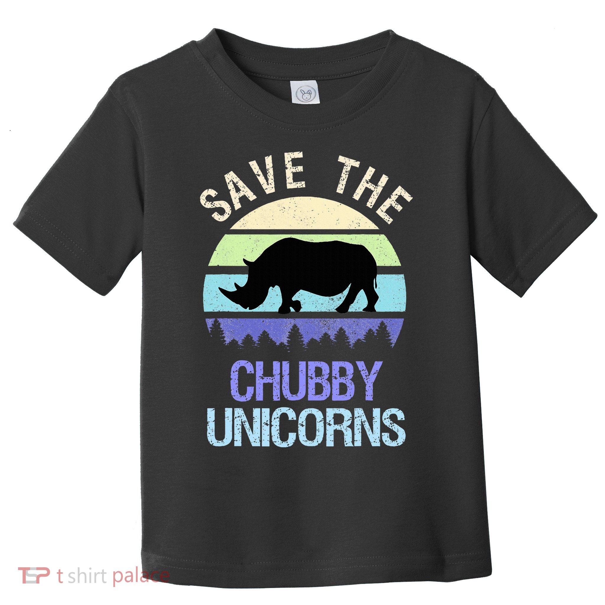 Vintage Sunset Save The Chubby Unicorns Fat Rhino  Toddler T-Shirt