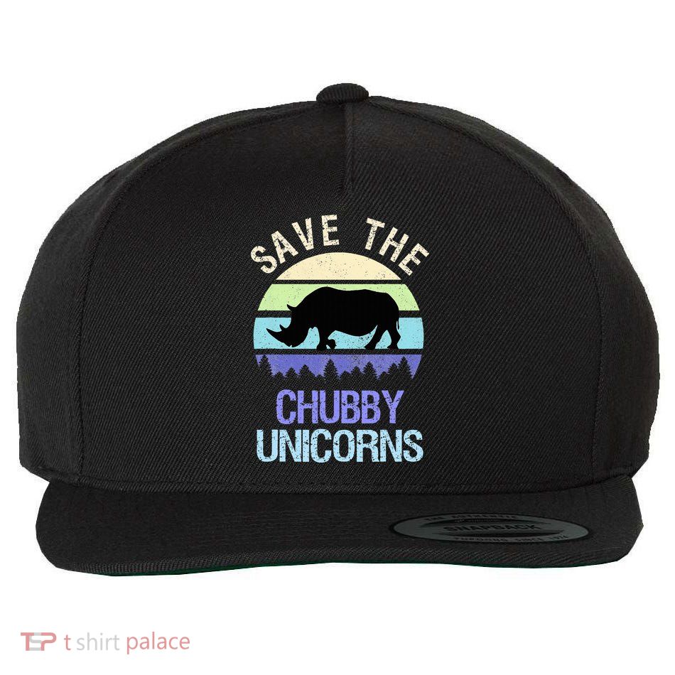 Vintage Sunset Save The Chubby Unicorns Fat Rhino  Wool Snapback Cap