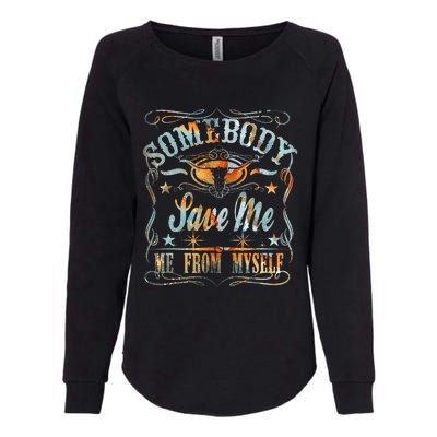 Vintage Somebody Save Me From Myself Floral Skull Retro Womens California Wash Sweatshirt