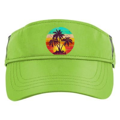 Vintage Sunset Sunrise Palm Tree Island Adult Drive Performance Visor