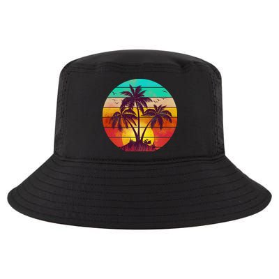 Vintage Sunset Sunrise Palm Tree Island Cool Comfort Performance Bucket Hat