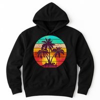 Vintage Sunset Sunrise Palm Tree Island Hoodie