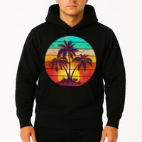 Vintage Sunset Sunrise Palm Tree Island Hoodie
