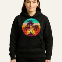 Vintage Sunset Sunrise Palm Tree Island Hoodie