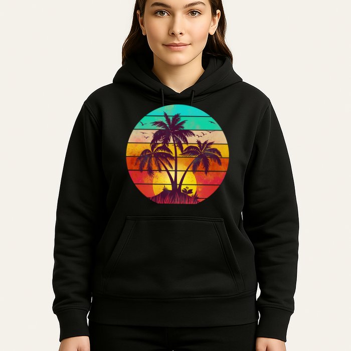 Vintage Sunset Sunrise Palm Tree Island Hoodie