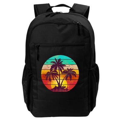 Vintage Sunset Sunrise Palm Tree Island Backpack