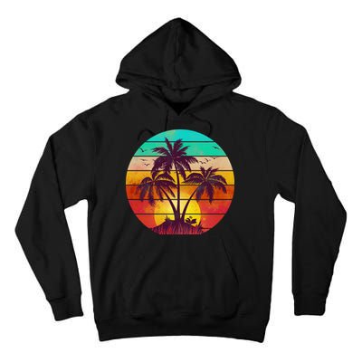 Vintage Sunset Sunrise Palm Tree Island Tall Hoodie