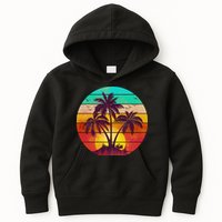 Vintage Sunset Sunrise Palm Tree Island Kids Hoodie